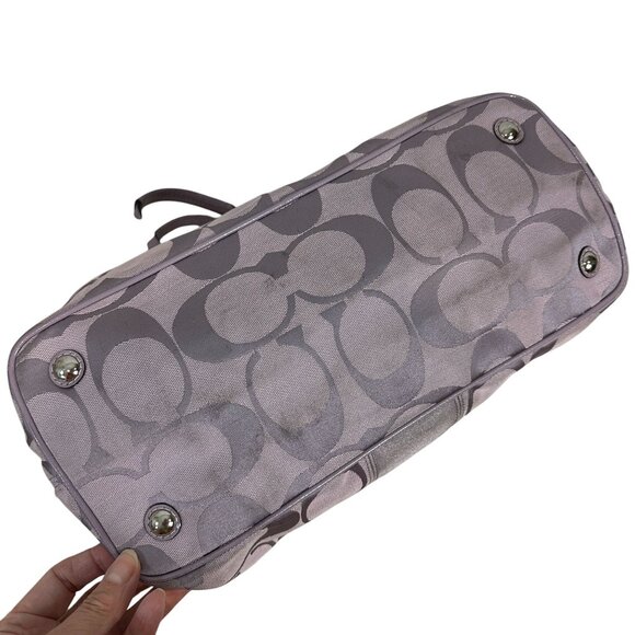 Coach Signature C KISS LOCK Shoulder Bag Lavender Purple F19190 - Picture 8 of 15